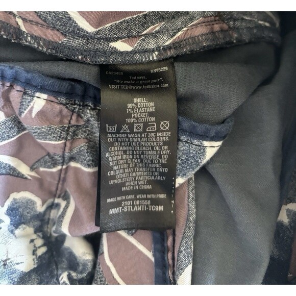 Ted Baker London Blue Shesho Chino Geometric Macro Print Shorts Men’s Size 34R - Picture 7 of 10